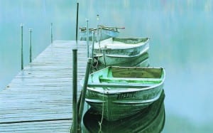 Rowboats on Thirteenth Lake.