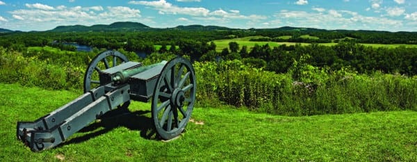 Saratoga National Historic Park overlooks the Hudson south of the Adirondacks.