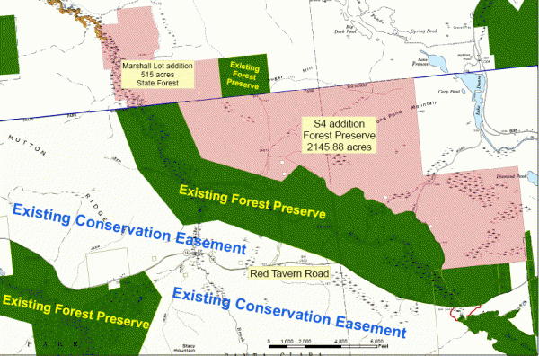 The land shaded in pink will be added to state holdings.