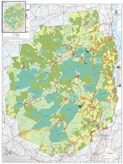 Land Use Map The ligh-green and bluish regions are Forest Preserve.