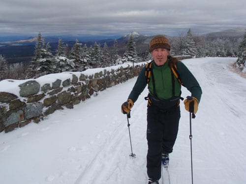 Ron Konowitz skis up the Whiteface highway. Photo by Phil Brown.