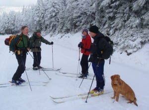 Ron stops to talk with friends.