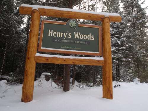entrance The entrance to Henry's Woods off Bear Cub Road near Lake Placid.