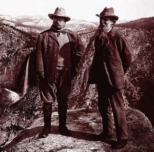 Teddy Roosevelt and John Muir in Yosemite National Park. Courtesy of Harper Collins