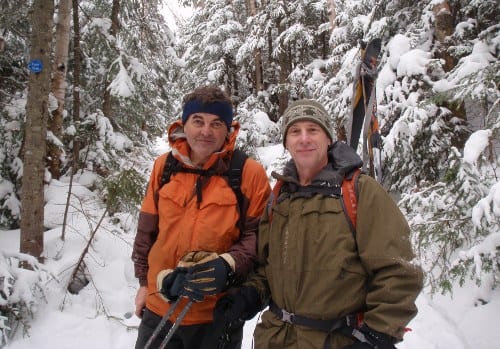 Tom O'Sullivan, left, and Dave Richman on the Marcy trail. Photo by Phil Brown.