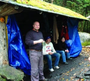 Campers have dinner at Marcy Dam.