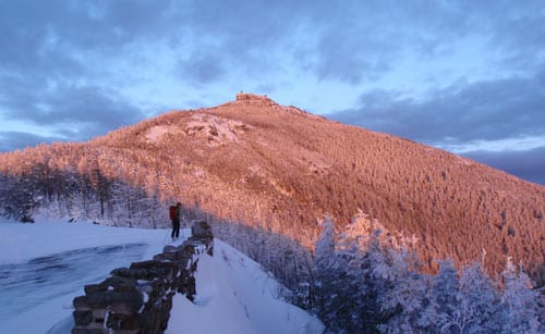 summit glow Whiteface's summit from the Lake Placid Turn. Photo by Phil Brown.