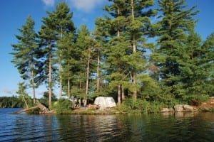 A tent is as good as a castle on this island paradise on Forked Lake. Photo by Lisa Densmore