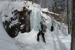 Sue inspects a giant ice flow. Photo by Michelle Hannon