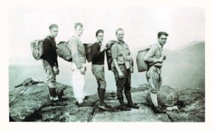 Members of Ed Hudowalski’s Sunday school class climbed Mount Marcy in 1932. Left to right are Bill Lance, Orville Gowie, Harry May, Jack Colby, and Charlie Horn on the summit. Photos courtesy of the Adirondack Forty-Sixers