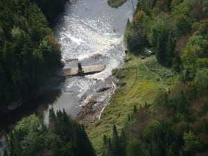 Waters flow into the Cold River at the broken dam. Photo by NYSDEC.