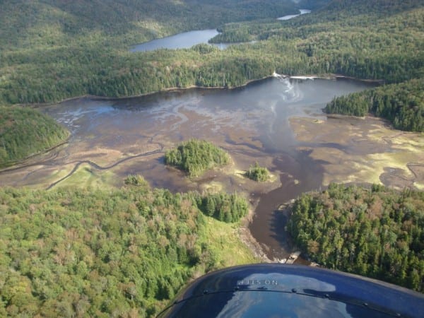 Aerial photos of Duck Hole draining