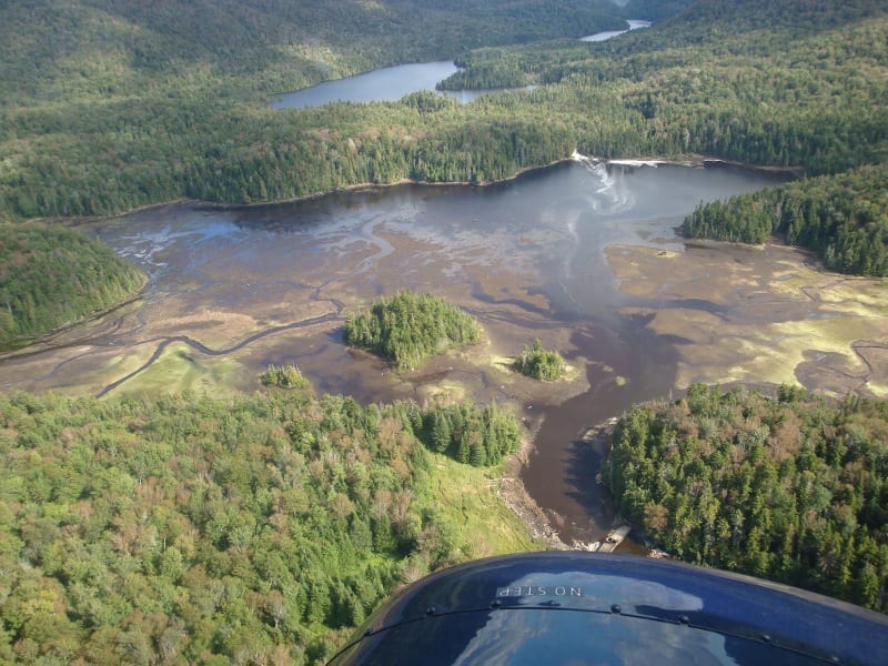 Mudflats With water recedes, mudflats are starting to appear in Duck Hole. Photo by NYSDEC.