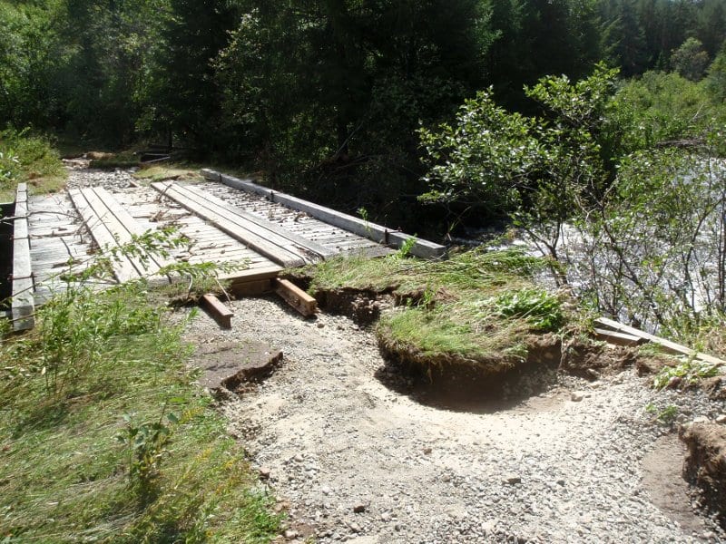 truck trail Erosion on the Marcy Dam Truck Trail near South Meadow Brook. Photo by Phil Brown.