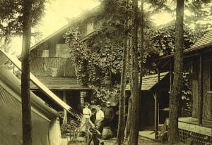 Camp Oteetiwi on Raquette Lake circa 1900.