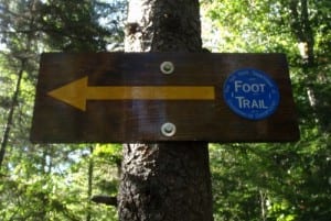 Dam detour Sign for Marcy Brook crossing. Photo by Phil Brown.