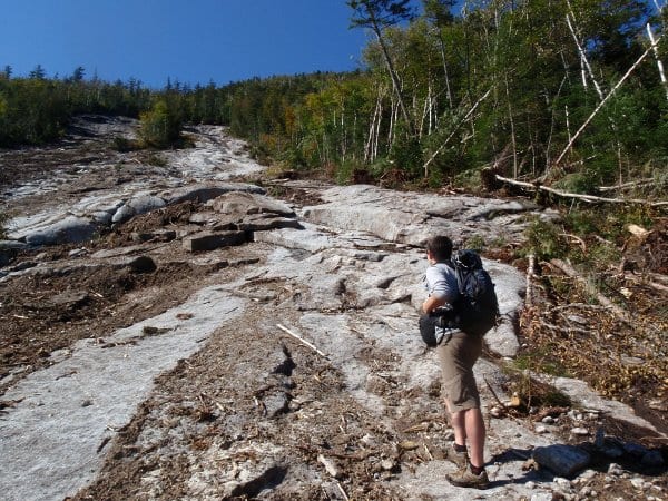 Climbing the new slide on Wright Peak