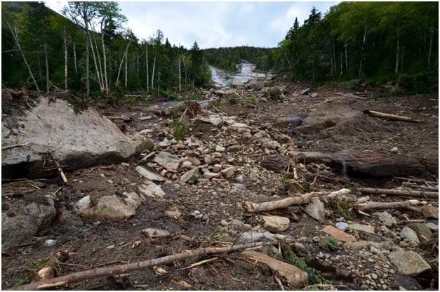 slide muck The Orebed Brook Trail remains closed, due to a landslide. Photo by Brendan Wiltse.