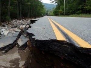 Damaged section of Route 73 near St. Huberts. Photo by Phil Brown.