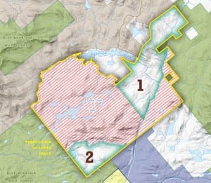 The two numbered parcels will be open to the public this spring. The pinstriped land will open sometime this fall. Courtesy NYSDEC