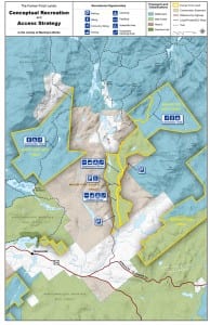 Most of the two MacIntyre Tracts near Tahawus would be added to the High Peaks Wilderness Area. The acquisition will give paddlers greater access to the Hudson and Opalescent rivers. Courtesy of NYSDEC