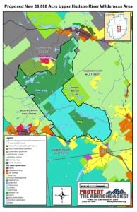 Protect the Adirondacks proposes a smaller Upper Hudson Wilderness, outlined in black. Its plan would provide easier access to the Essex Chain of Lakes. Courtesy of Protect the Adirondacks