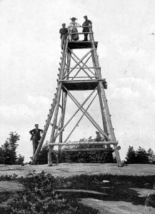 A wooden tower stood atop Blue Mountain in the early 1900s.