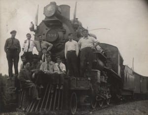 The heyday of Adirondack railroading, which ended in the mid-twentieth century, can now be followed by a new heyday of bicycling and other recreational pursuits along the old rail corridor. Courtesy of Saranac Free Library