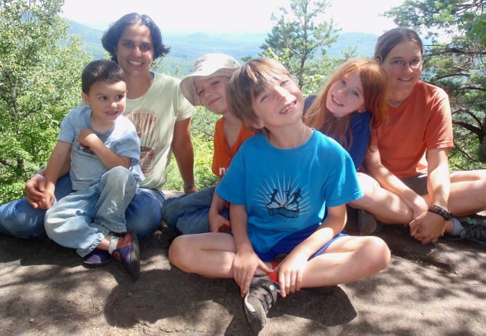 On the summit of Baker are, left to right: Oliver, Sunita, Galen, Casey, Elliot, and Jessica.