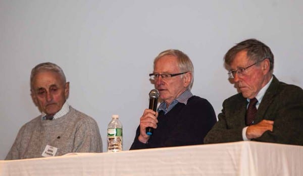 Former APA Commissioners (left to right) Jim Frenette, Bill Kissell, and John Collins share their thoughts about the agency at the Explorer conference. Photo by Nancie Battaglia
