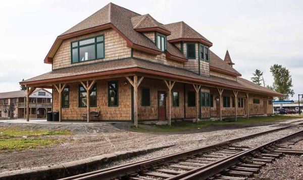 The restored train depot in Tupper Lake. Photo by Nancie Battaglia