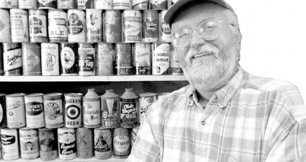 Mike Jarboe and his beer-can collection in 2000. Photo by Richard Lovrich.