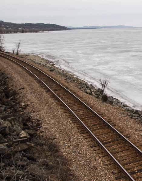 Canadian Pacific’s tracks parallel the shore of Lake Champlain. Photo by Seth Lang