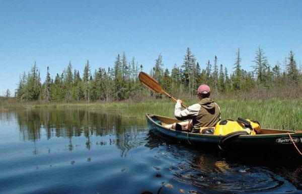 Phil Brown paddles Shingle Shanty Brook in 2009. His route is shown in the maps. Photo by Susan Bibeau