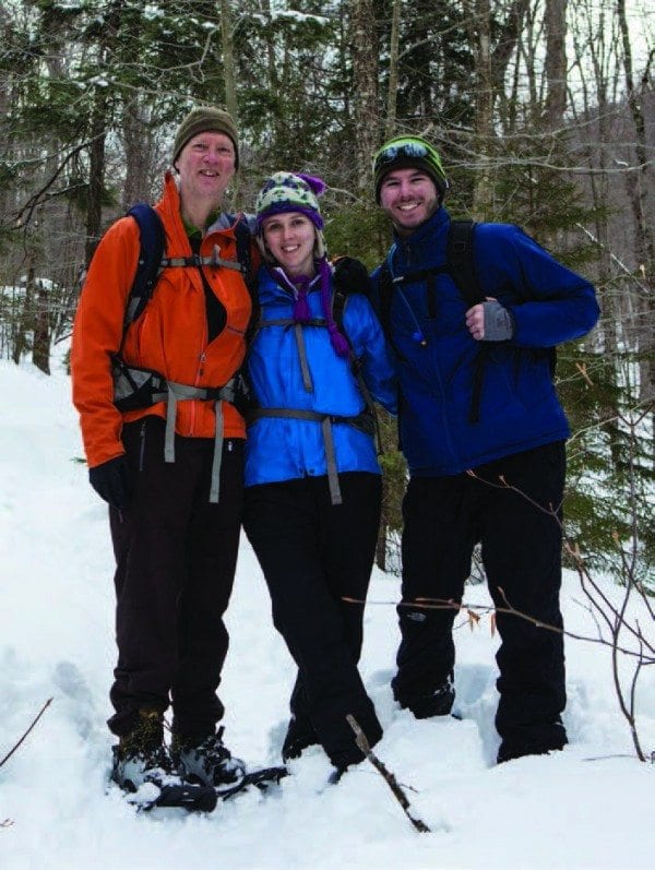 The author poses on the trail with Becky and Joe. Photos by Nancie Battaglia