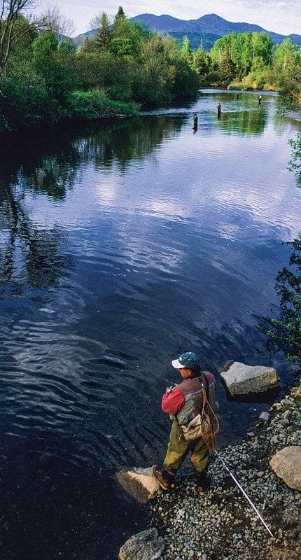 The West Branch of the Ausable is a celebrated trout stream, but most of the fi sh are stocked. Photo by Nancie Battaglia