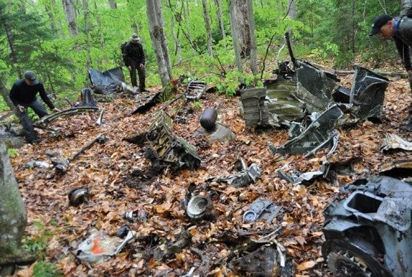 Wreckage from the 1945 crash can still be found in the woods near Forestport. Photo by Kenneth Aaron