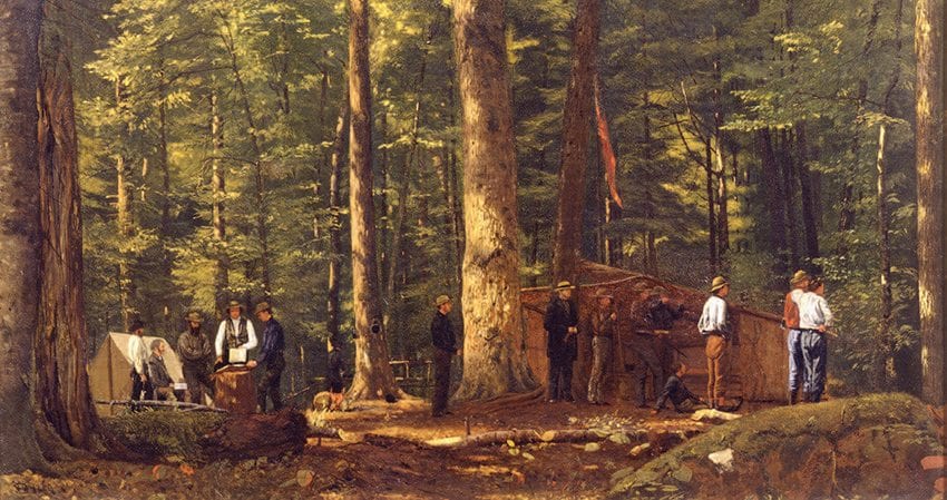 William James Stillman painted The Philosophers’ Camp in the Adirondacks in 1858. Courtesy of Concord Free Public Library