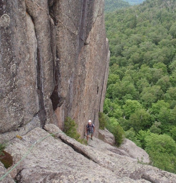 The final pitch follows the base of a huge wall. Photo by Phil Brown
