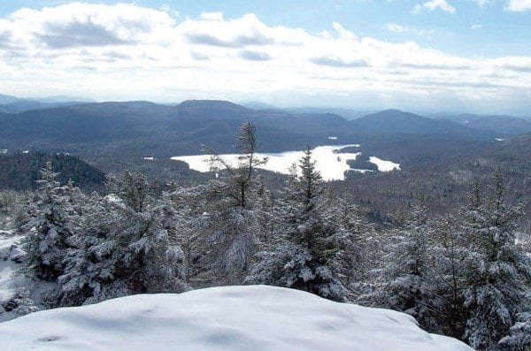 Treadway’s summit looks down on Pharaoh Lake. Courtesy of Adirondack Mountain Club