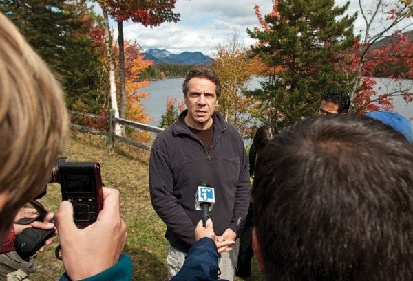 Governor Andrew Cuomo invited the media to visit Boreas Ponds in 2012. Photo by Nancie Battaglia