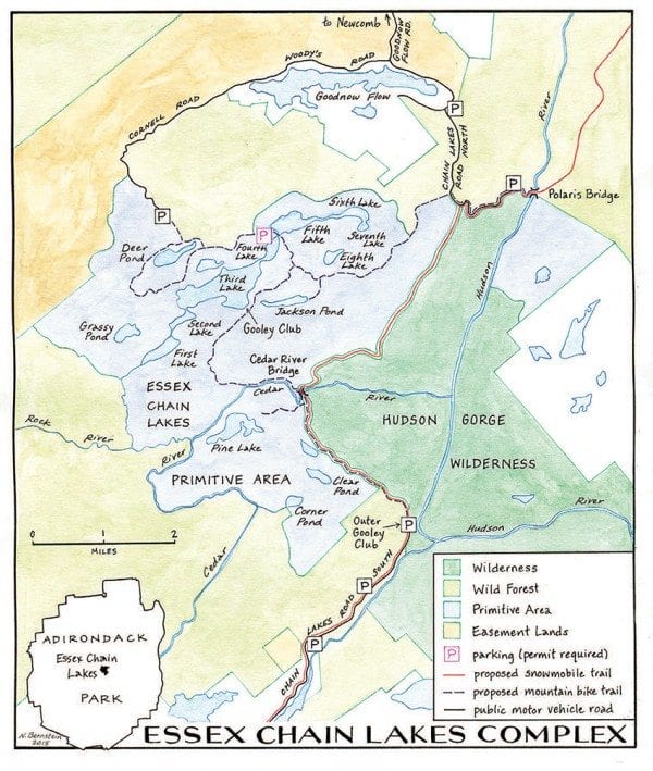 Essex Chain Lakes Complex Map by Nancy Bernstein
