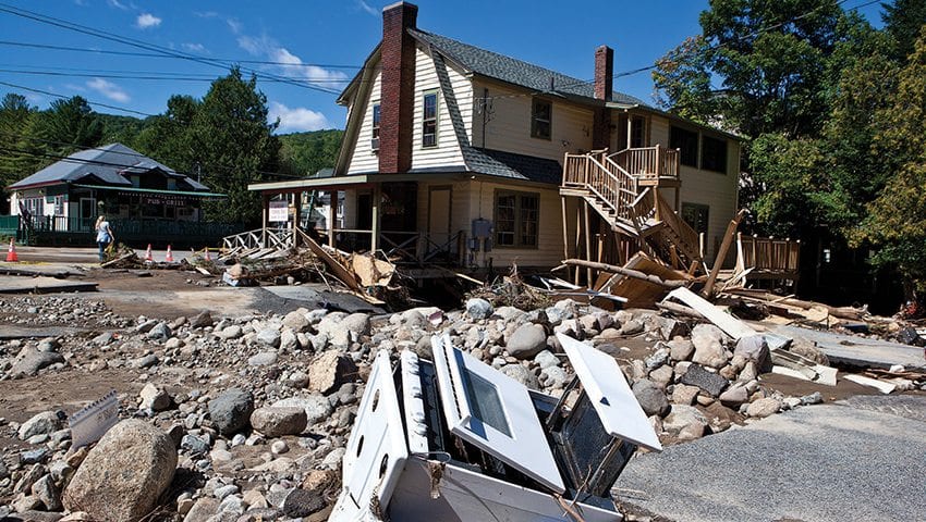 Tropical Storm Irene destroyed or damaged many buildings in Keene and other hamlets in 2011. Photo by Nancie Battaglia 