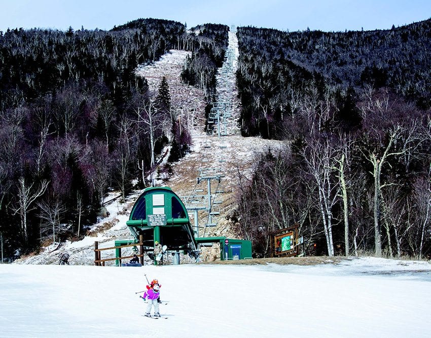 Whiteface Mountain Ski Area made snow on many trails, but part of the resort never opened. Photo by Mike Lynch