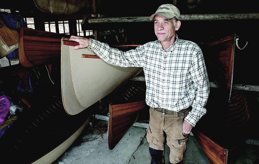 Boat-builder Jim Cameron lives and works on Upper St. Regis Lake. Photo by Mike Lynch