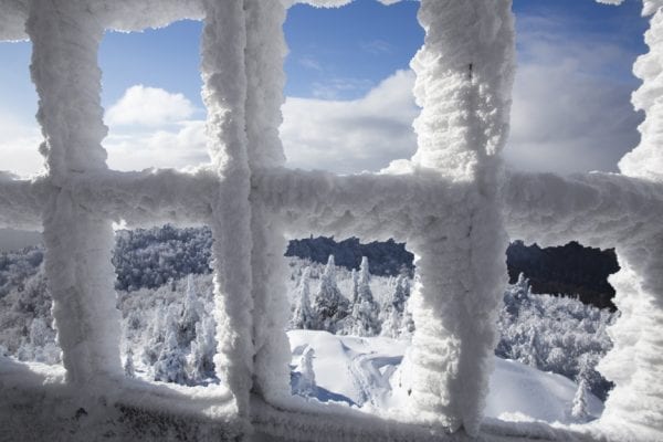 Scenes from a visit to the St. Regis Mountain fire tower with Doug Fitzgerald via the Teddy Roosevelt Trail in January 2017.
