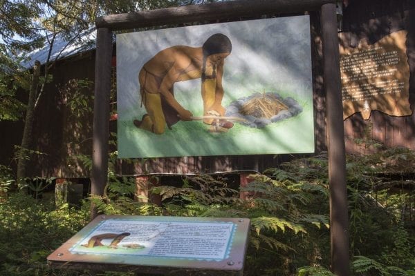 An outdoors exhibit at the Six Nations Museum in Onchiota in 2017. The museum is now known as the  Six Nations Iroquois Cultural Center. Photo by Mike Lynch