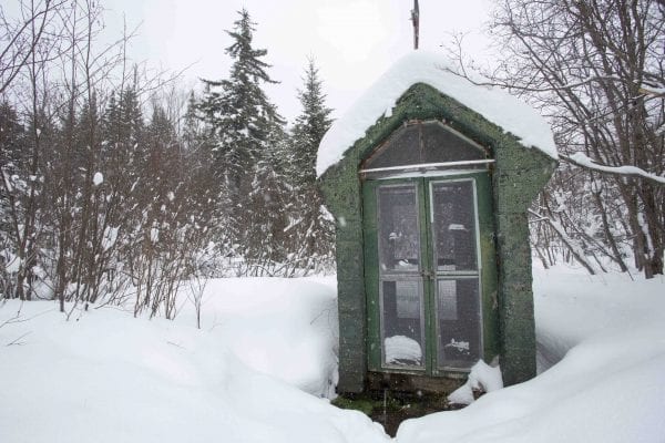 A skip trip to Goodman Mountain near Tupper Lake after several feet of snow had fallen. The deep snow made it possible to ski this hiking trail that is part of the Tupper Lake Triad.