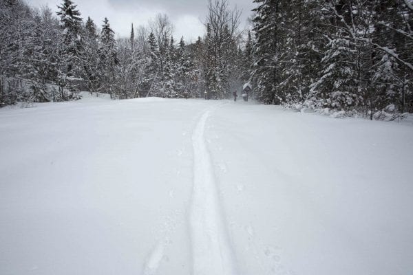 A skip trip to Goodman Mountain near Tupper Lake after several feet of snow had fallen. The deep snow made it possible to ski this hiking trail that is part of the Tupper Lake Triad.