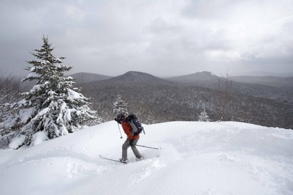 A skip trip to Goodman Mountain near Tupper Lake after several feet of snow had fallen. The deep snow made it possible to ski this hiking trail that is part of the Tupper Lake Triad.